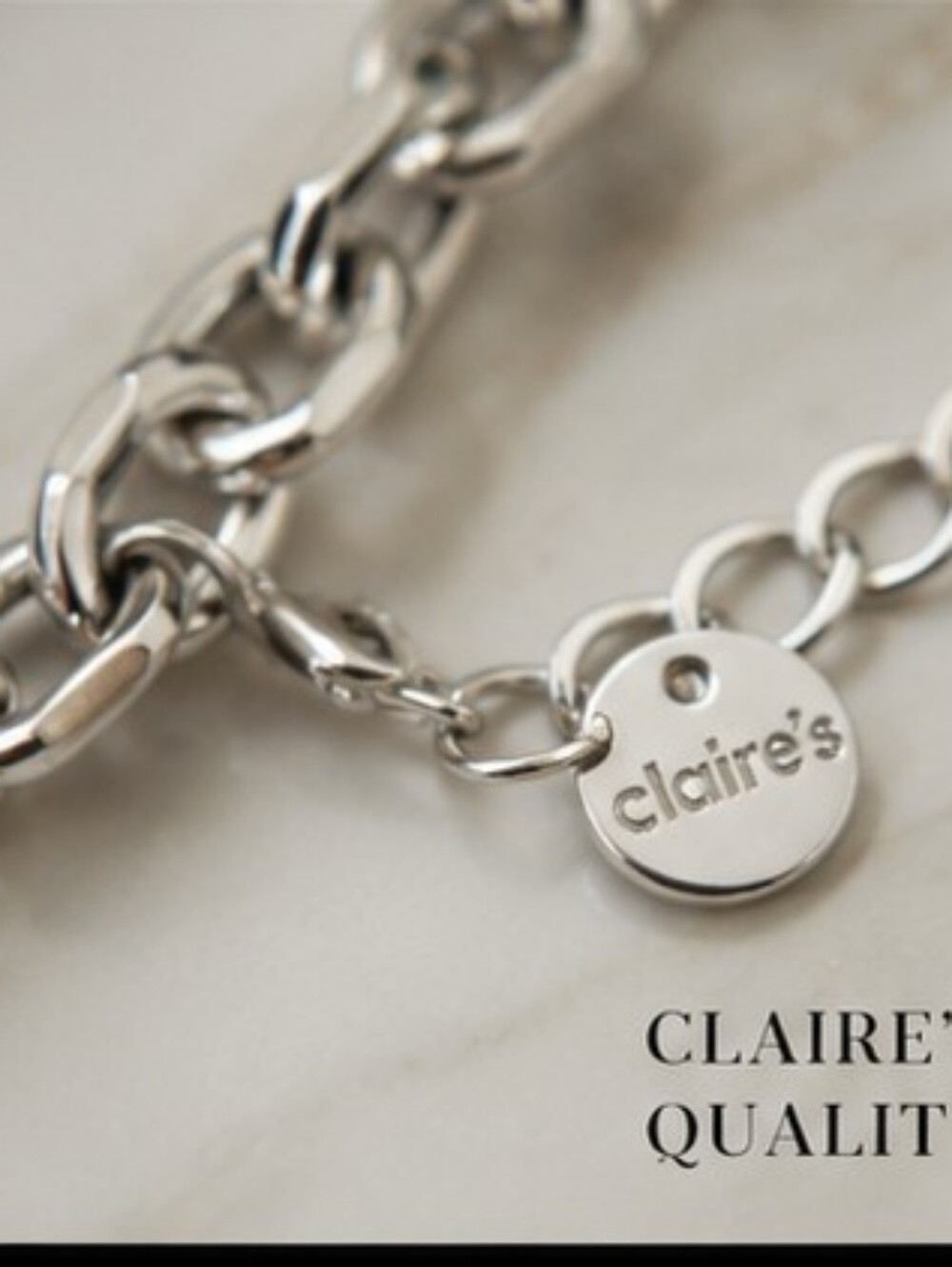Title:Claires Silver Tone Padlock Lock Pendant Chunky Chain Necklace Y2K - Picture 5 of 11